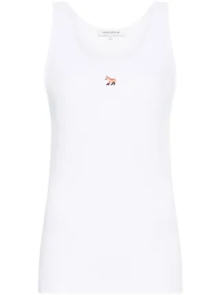 Maison Kitsuné Fox-motif Ribbed Tank Top | White | FARFETCH
