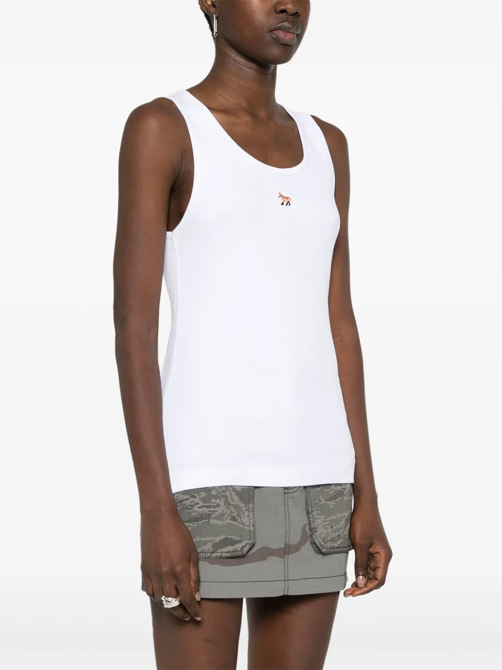 Maison Kitsuné Geribbelde tanktop Wit