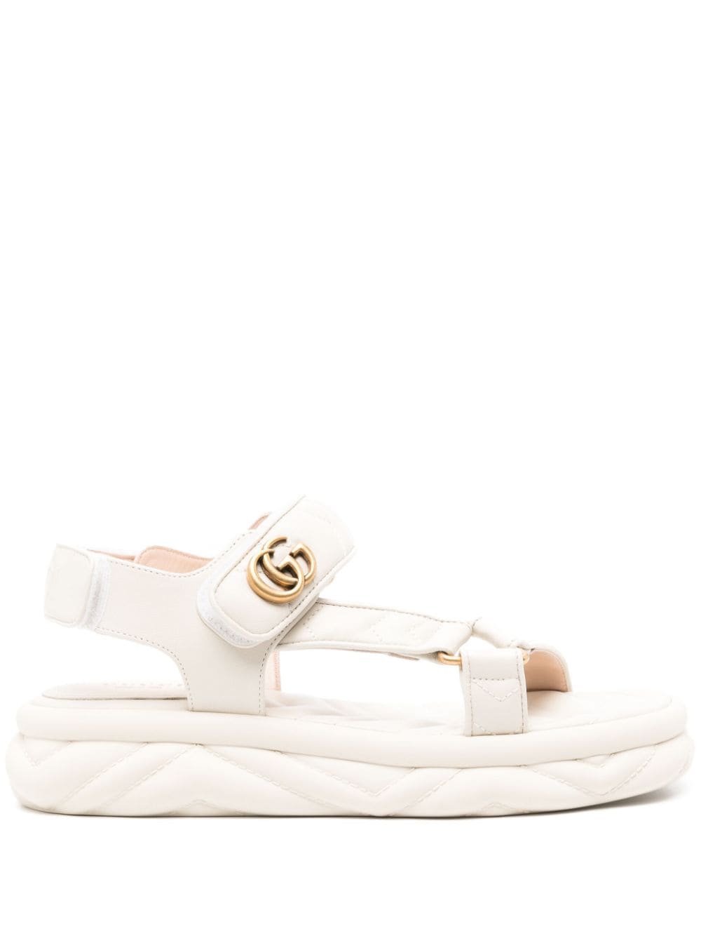 Shop Gucci Double-g Leather Sandals In Nude
