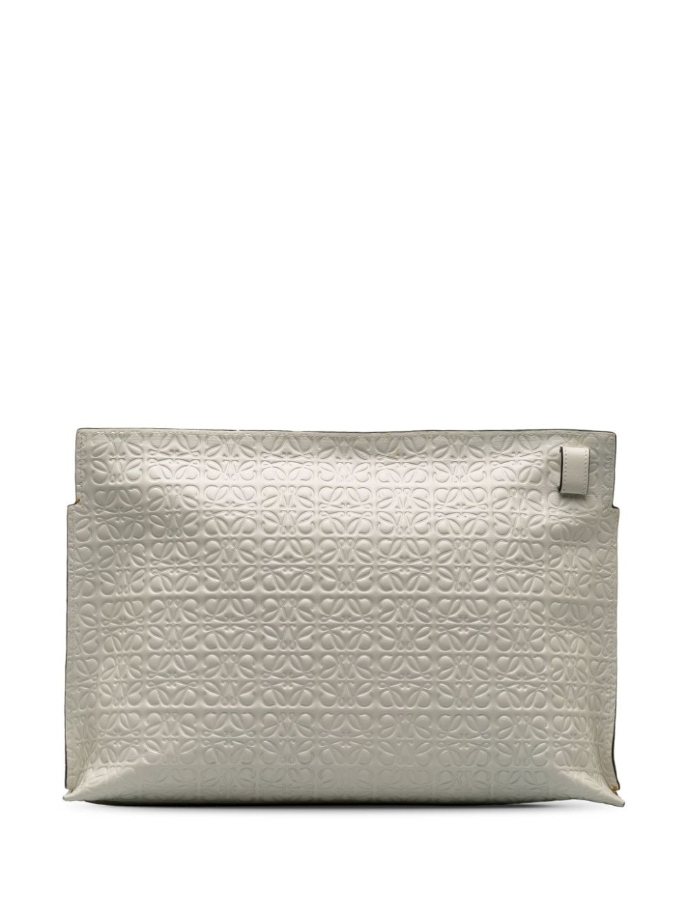 Pre-owned Loewe 2015 Anagram Repeat T Clutch Bag In White