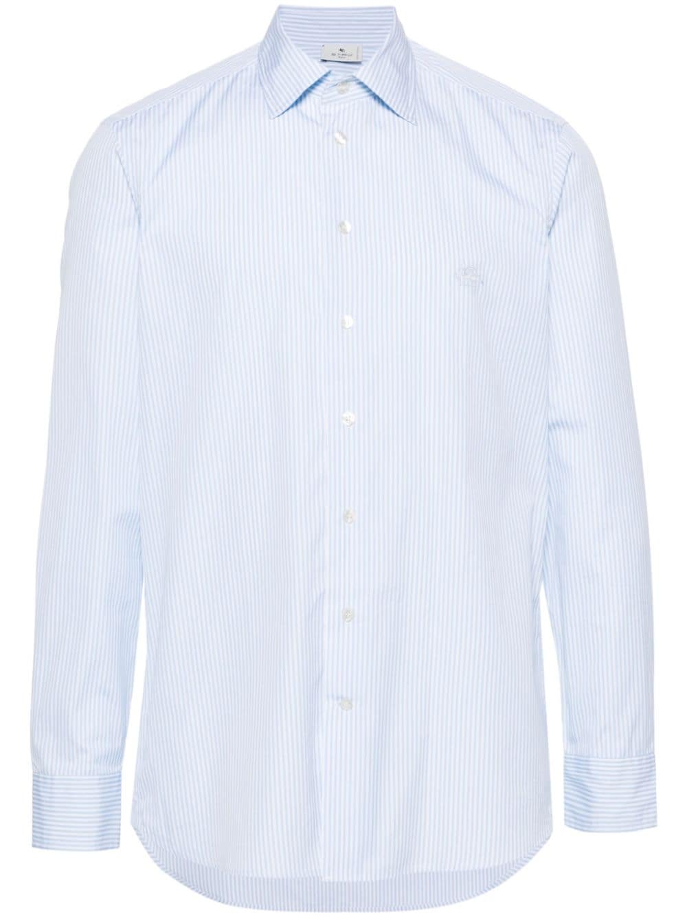 Etro Striped Cotton Shirt In Blue