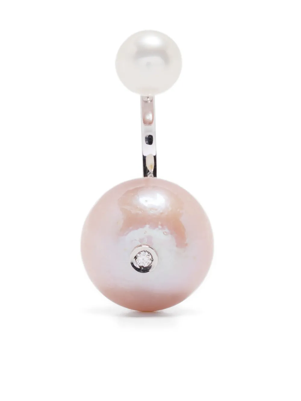 Delfina Delettrez 18kt white gold pink pearl and diamond earring - Delfina Delettrez 18kt white gold pink pearl and diamond earring -