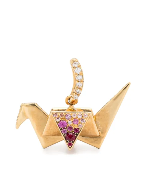 Aurelie Bidermann dije Origami en oro amarillo de 18kt con diamantes y zafiro