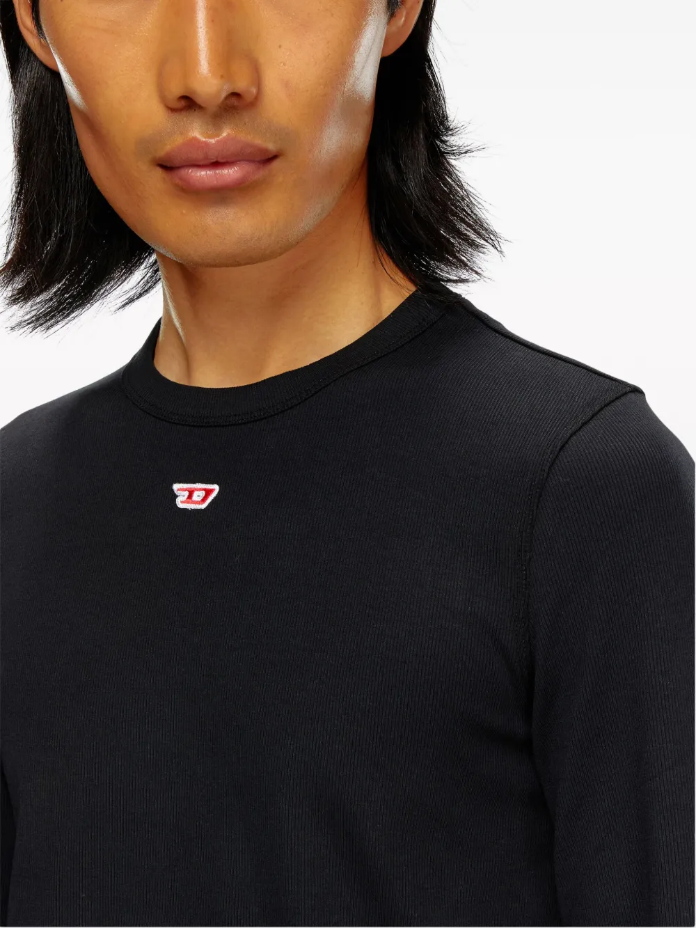 Shop Diesel D-ribber Long-sleeved T-shirt In Black