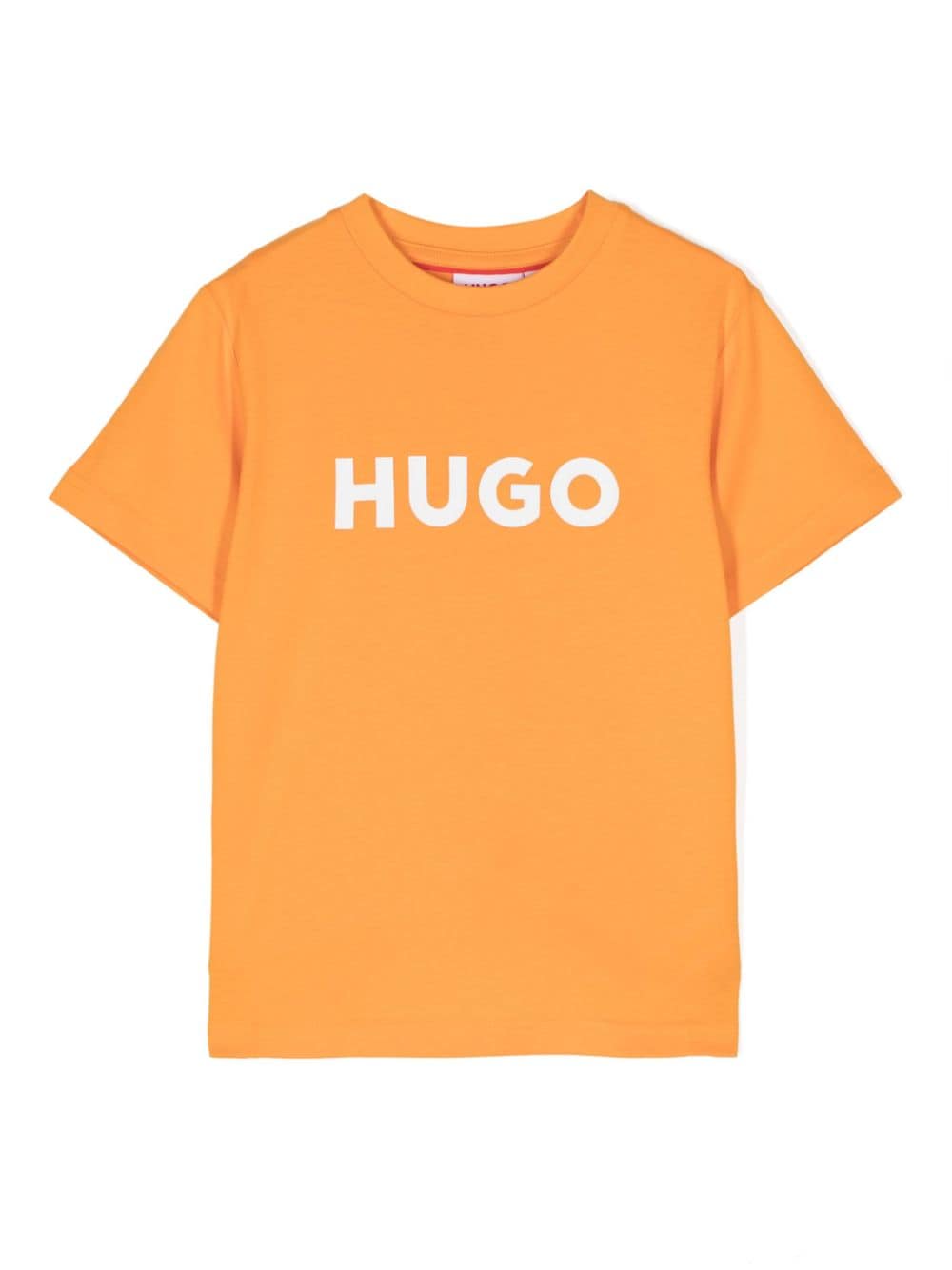 HUGO KIDS Katoenen T-shirt met logoprint Oranje