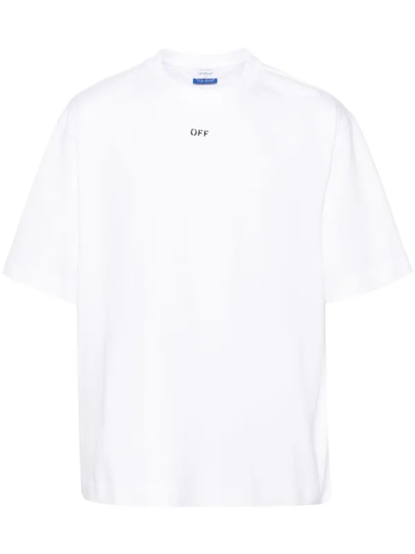 Off White logo print Cotton T shirt White FARFETCH AO