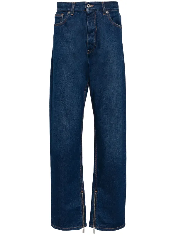 Off-White Arr Tab Zip Det Skate wide-leg Jeans | Blue | FARFETCH