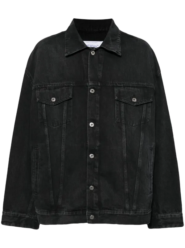 Off-White ロゴモチーフ デニムジャケット | ブラック | FARFETCH JP