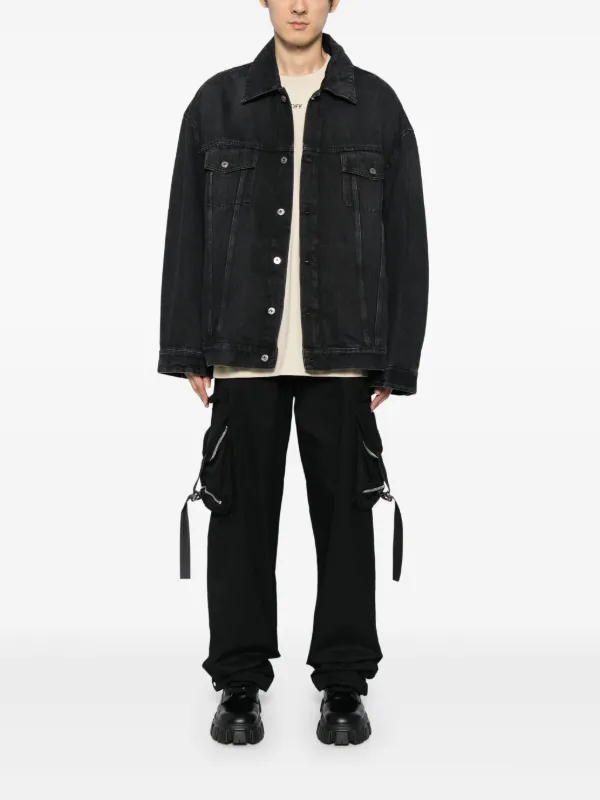 Off-White ロゴモチーフ デニムジャケット | ブラック | FARFETCH JP