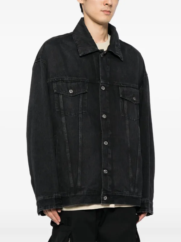 Off-White ロゴモチーフ デニムジャケット | ブラック | FARFETCH JP