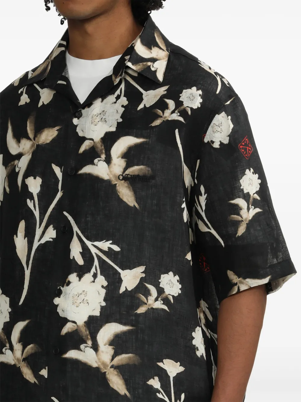 Off-White Overhemd met bloemenprint Zwart