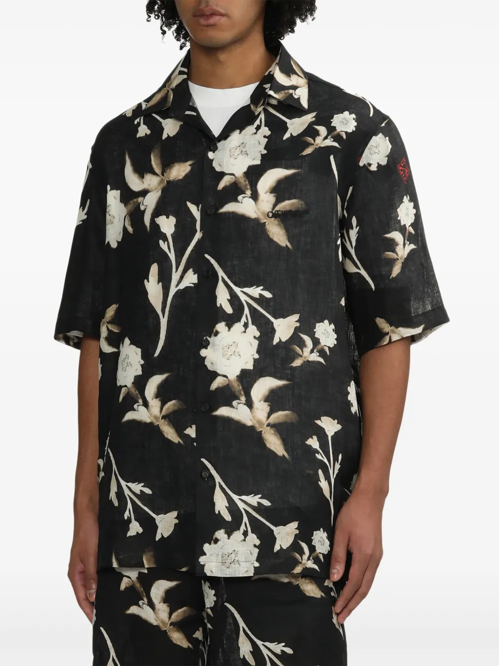 Off-White Overhemd met bloemenprint Zwart