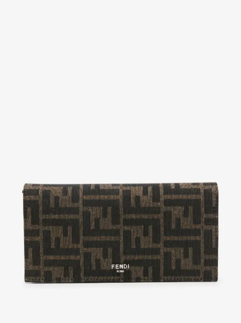 FENDI cartera plegable con logo FF en jacquard