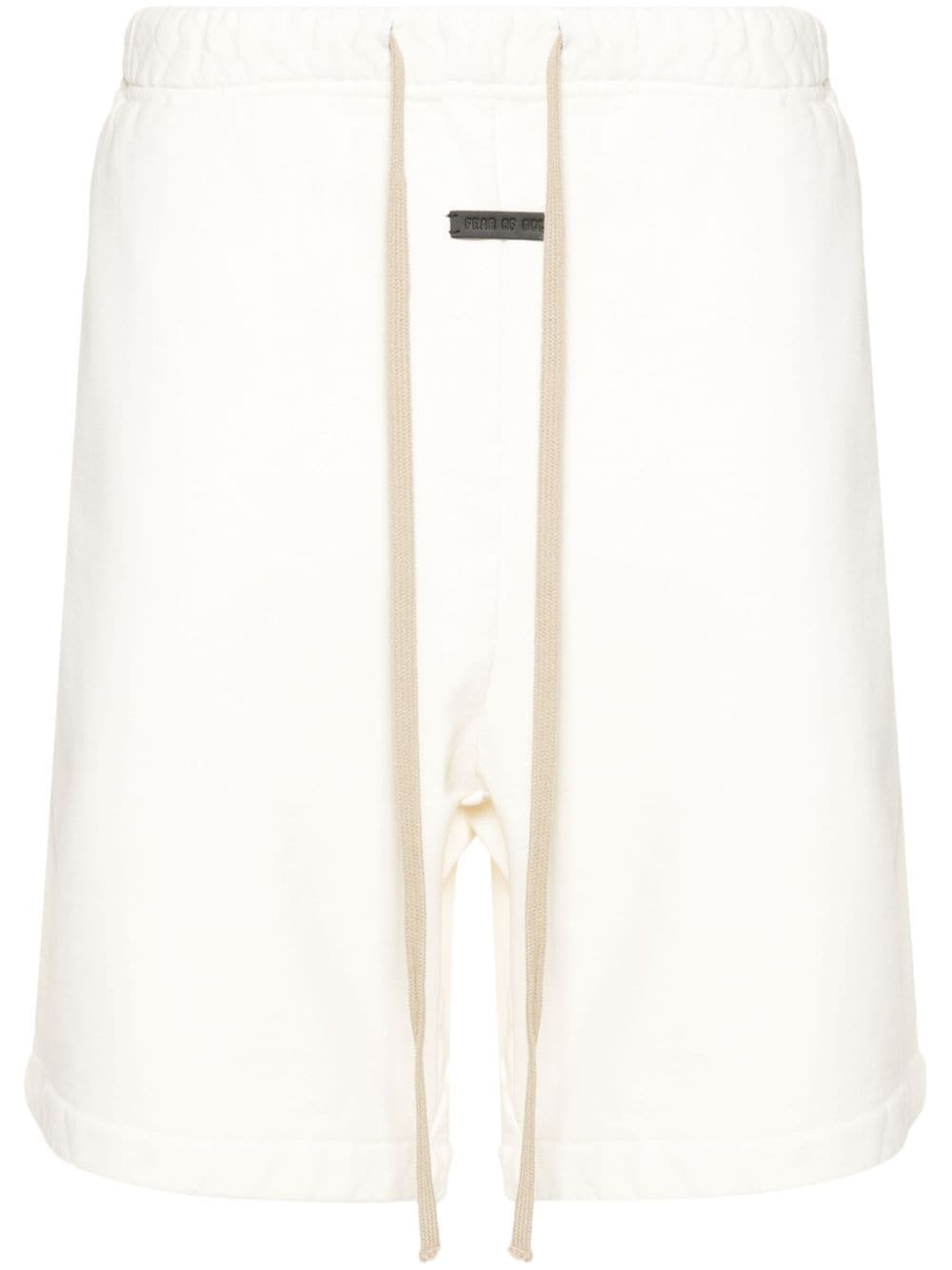 Shop Fear Of God Logo Tag Cotton Shorts In Neutrals