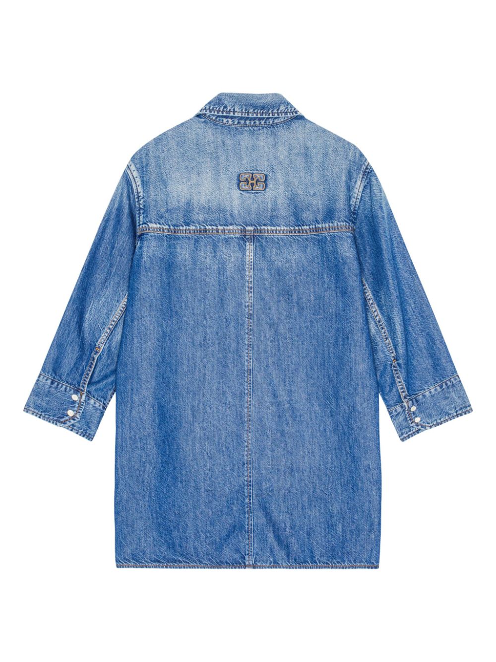 GANNI logo-embellished denim shirt Women