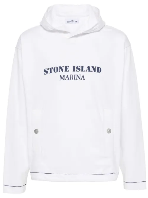 Hoodie en coton à logo imprimé - Stone Island - Modalova