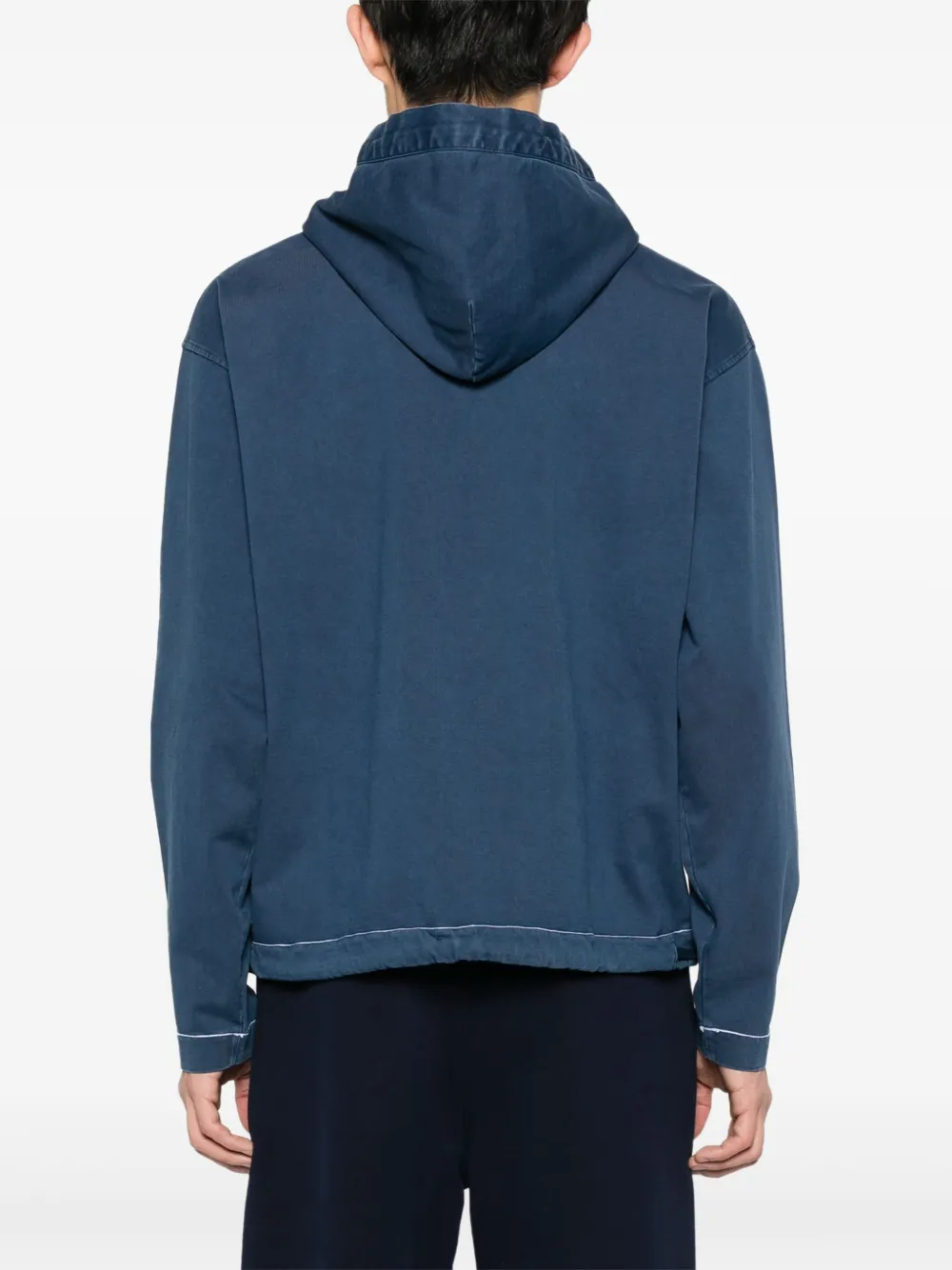 Shop Stone Island Logo-print Cotton Hoodie In Blue