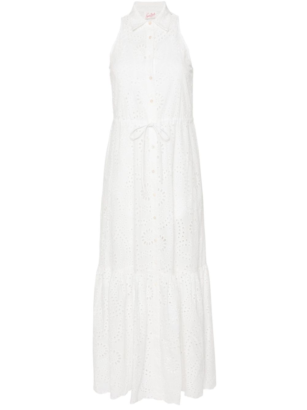 Mc2 Saint Barth Ida Floral-embroidered Maxi Dress In White