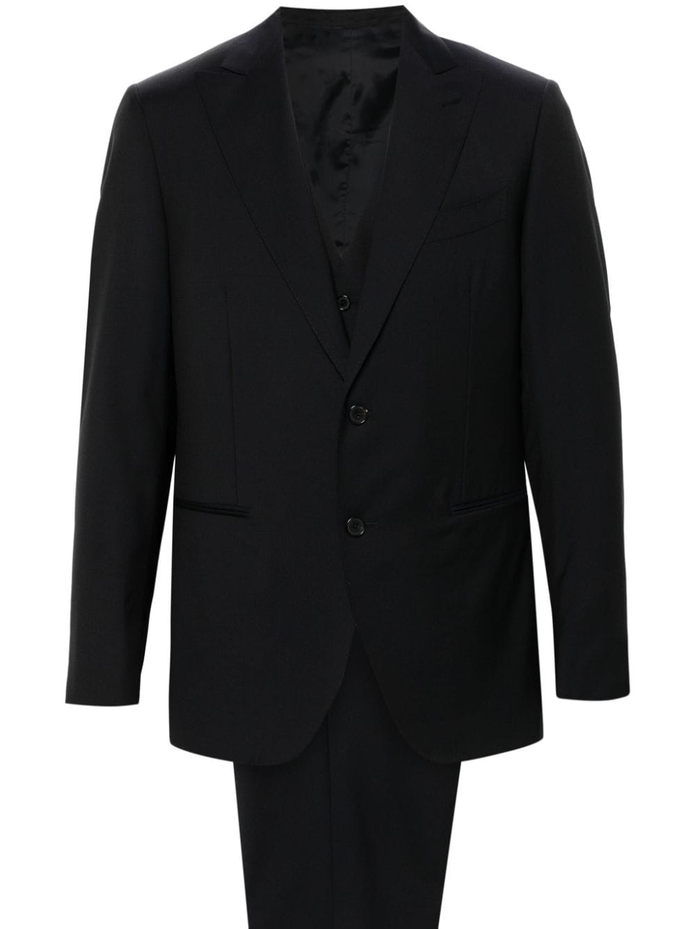 Caruso Single-breasted Three-piece Suit In Blue