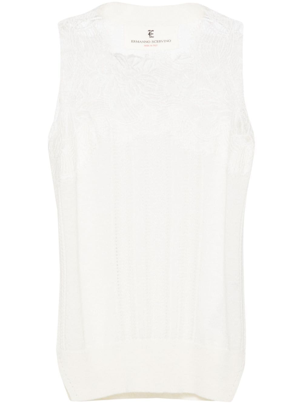 Ermanno Scervino Lace-detail Knitted Top In White