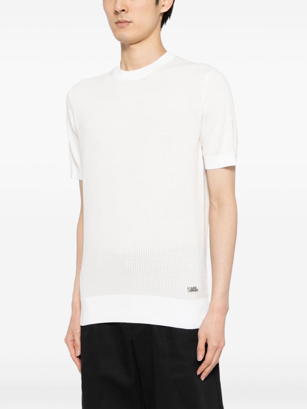 Shop Karl Lagerfeld Logo-appliqué Knitted Top In White