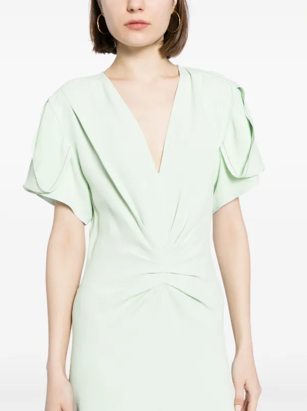 victoria beckham mint green dress Victoria Beckham ruched-detail Midi Dress | Green