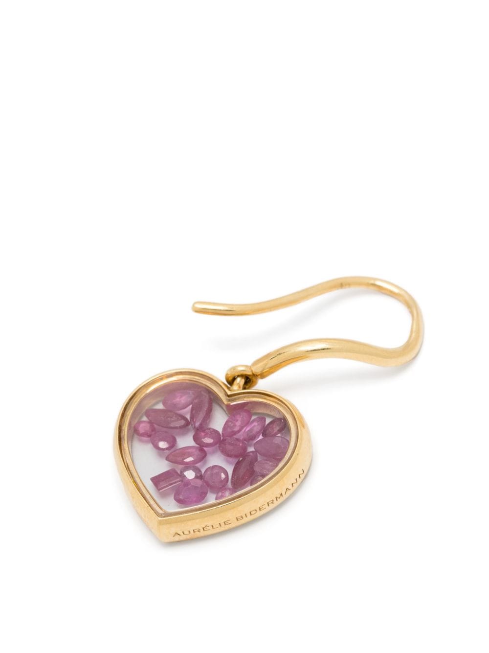 Aurelie Bidermann 18kt yellow gold Chivor ruby heart earring - Goud