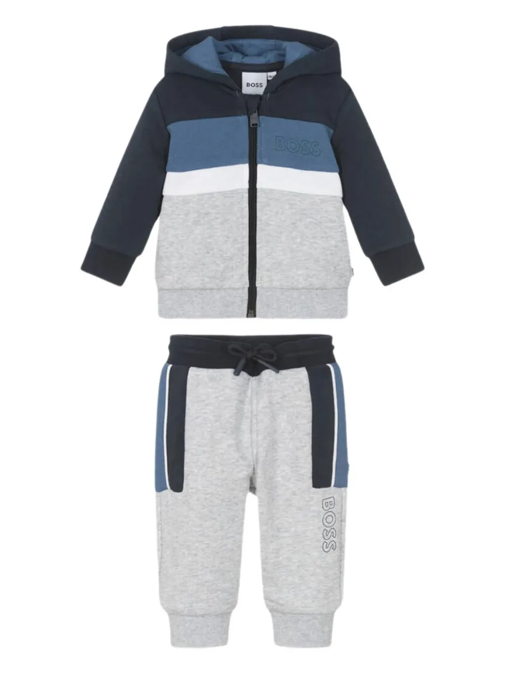 Bosswear Hooded Colour-block Tracksuit In Blue