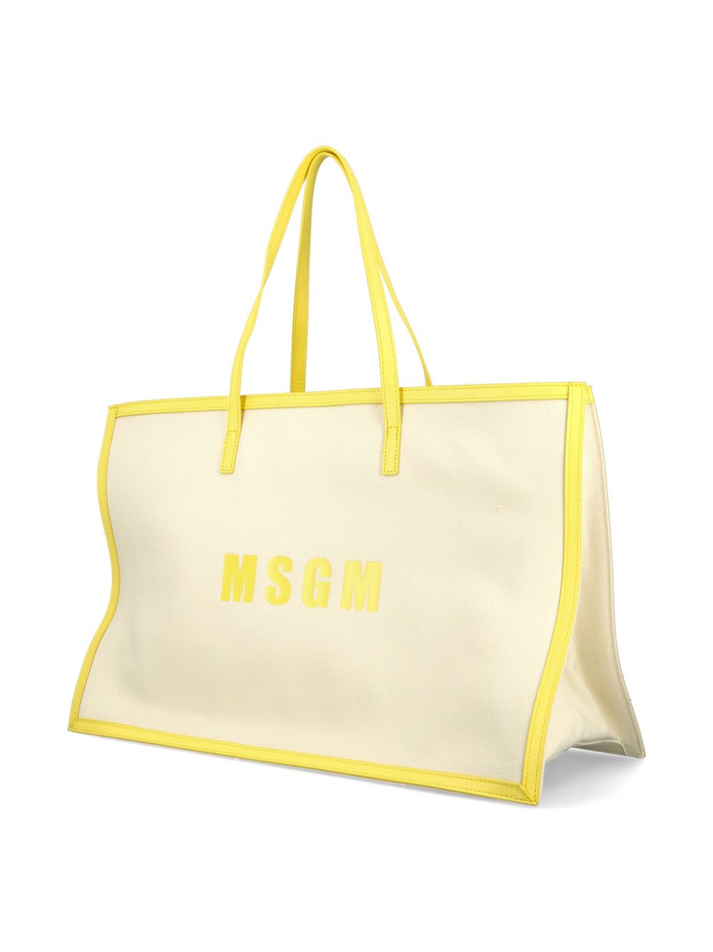 Shop Msgm Logo-print Canvas Tote Bag In Yellow