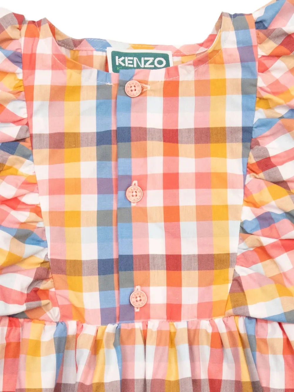 Kenzo Kids Geruite jurk met ruches Geel