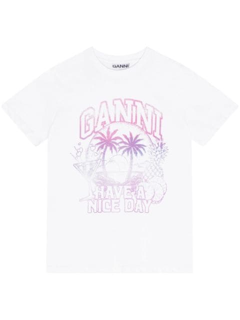 GANNI logo-print cotton T-shirt