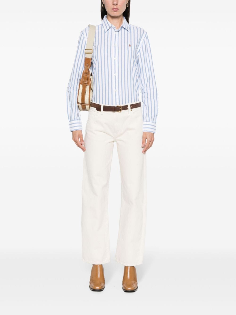 Polo Ralph Lauren Gestreepte blouse met print Wit