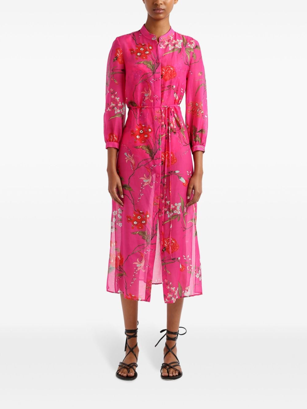 Image 2 of ERDEM floral-print belted midi dress