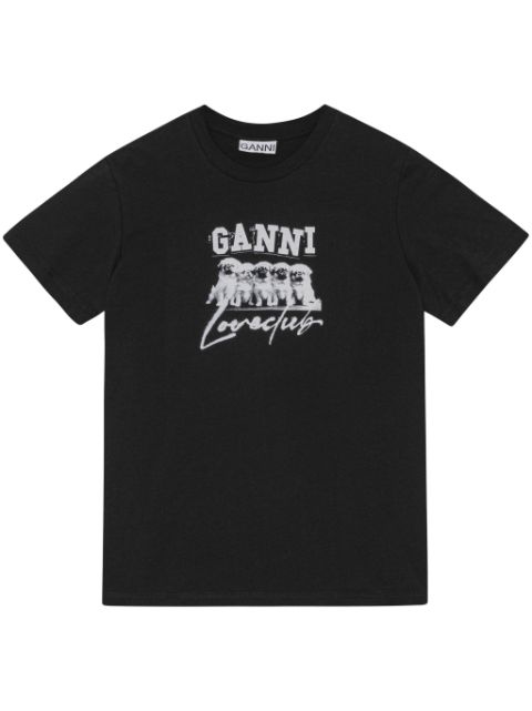 GANNI dog-print Cotton T-shirt | Black | FARFETCH