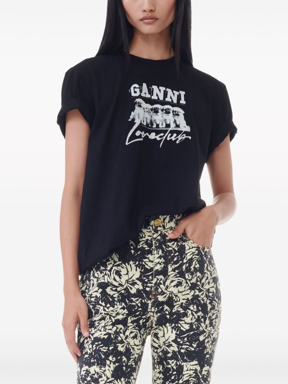 GANNI T-shirt met print Zwart