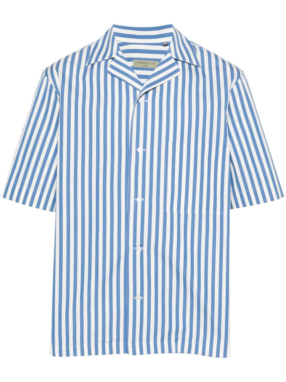 Corneliani Striped Poplin Shirt In Blue