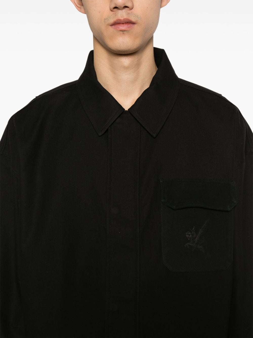 Shop Represent Logo-engraved Cotton Jacket In Black
