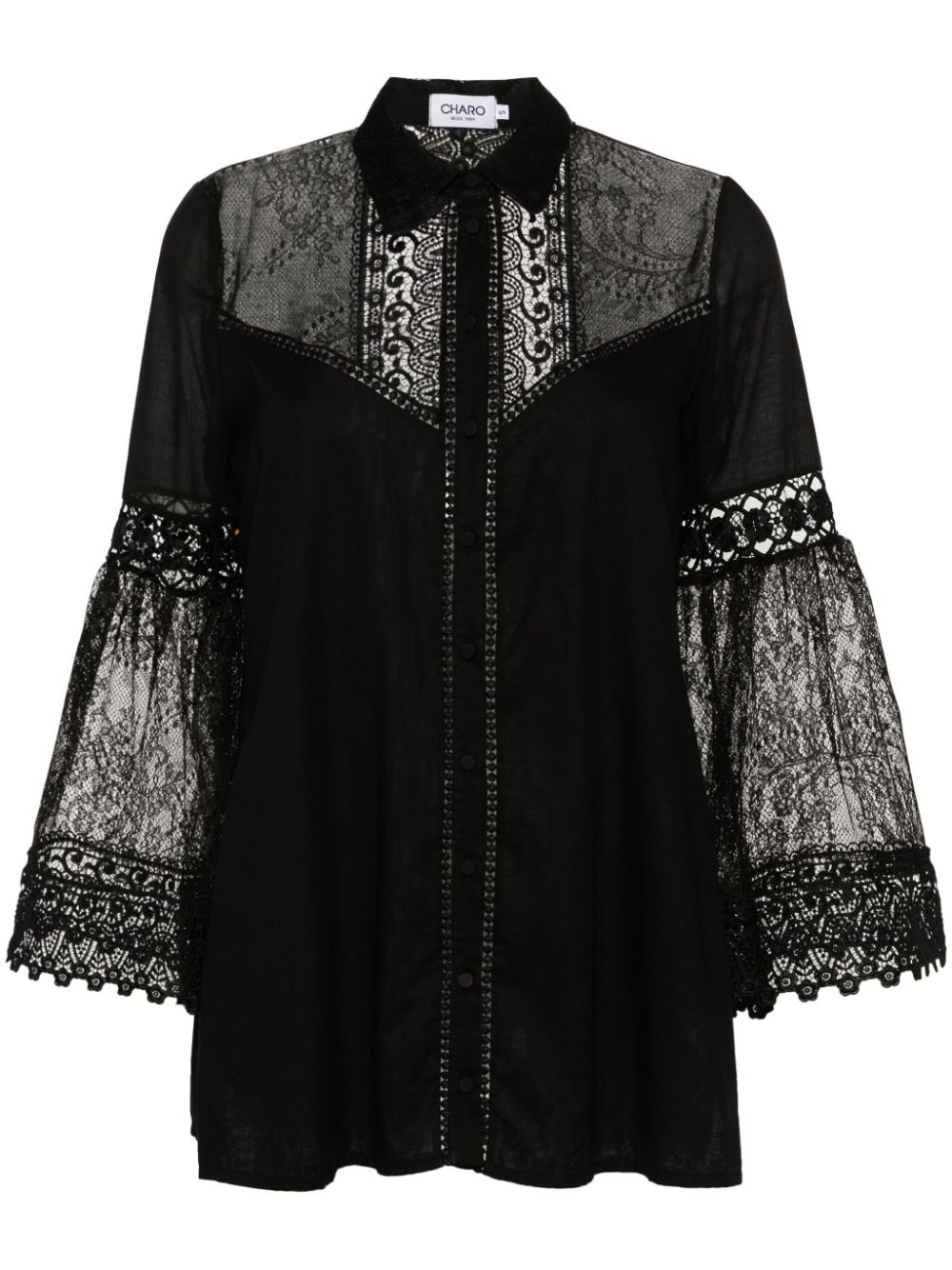 Charo Ruiz Floral-lace Blouse In Black