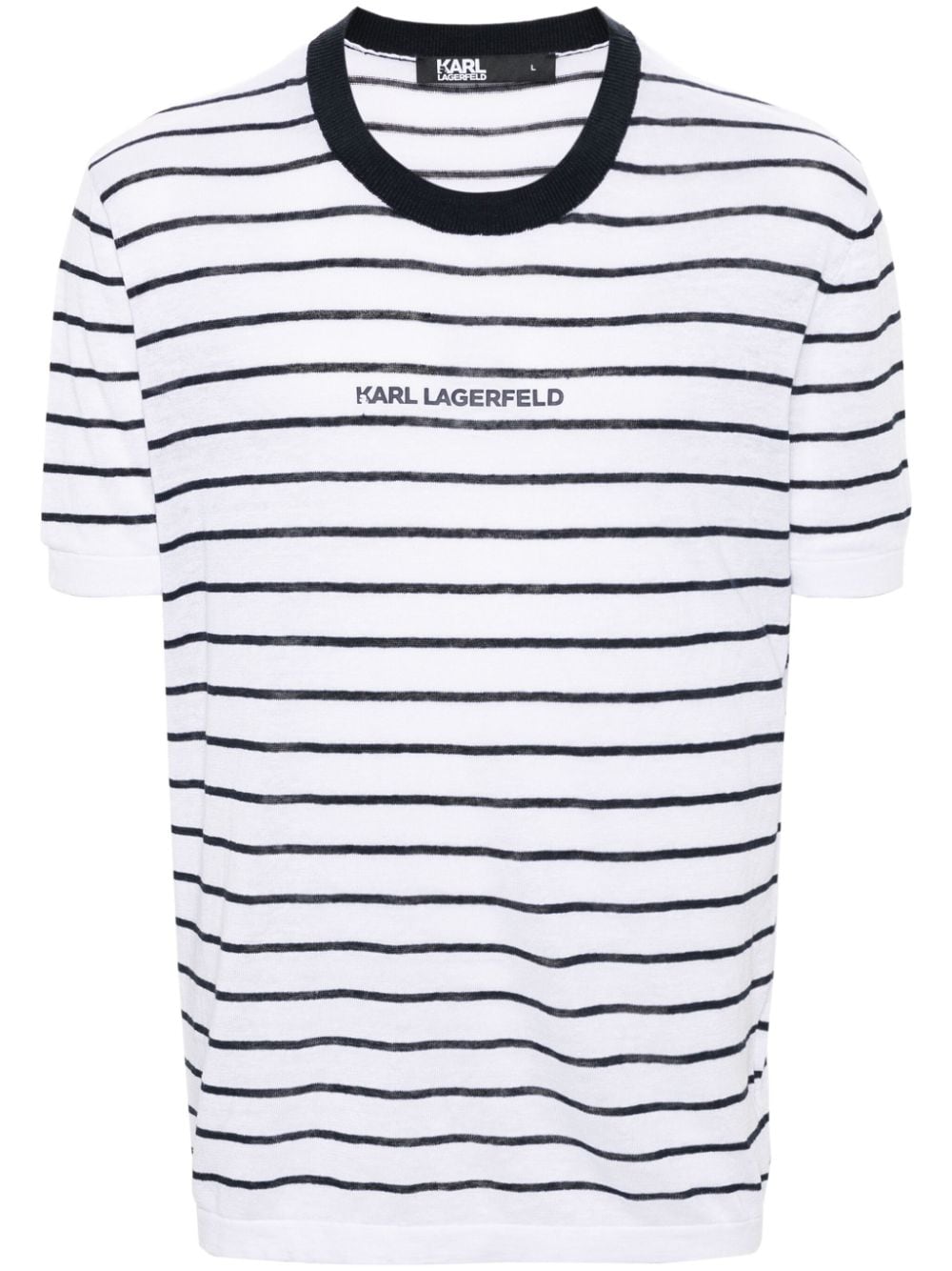 Karl Lagerfeld Striped Knitted T-shirt In White