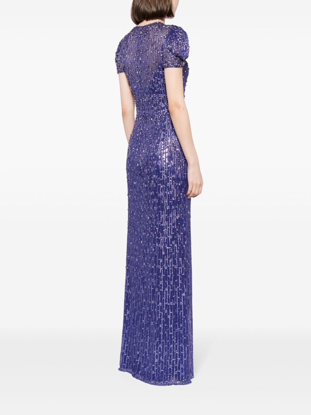 Shop Jenny Packham Aster Sequin-embellished Gown In Blue