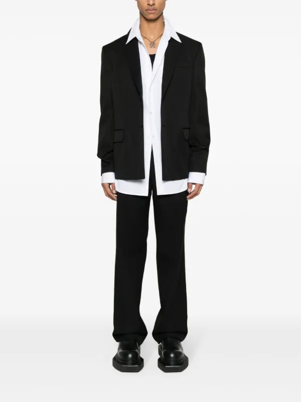 Off-White logo-embroidered Wool Blazer | Black | FARFETCH IN