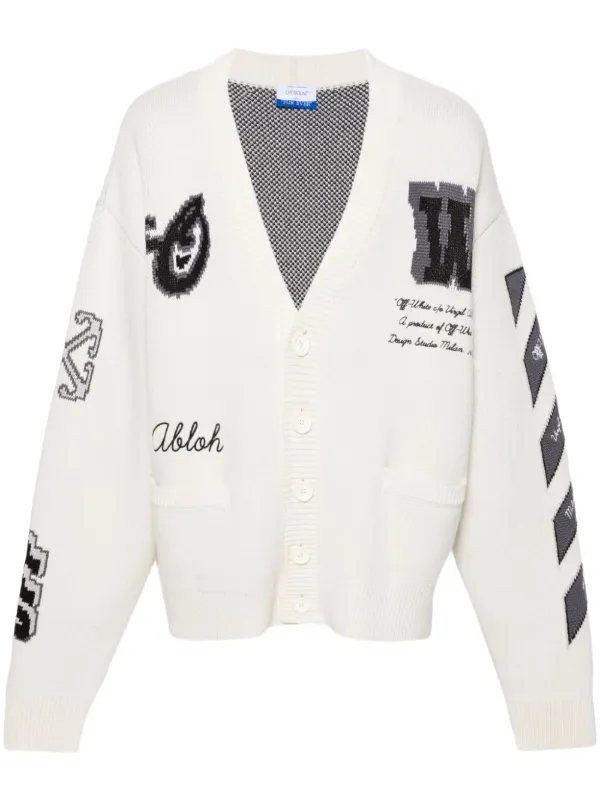 Off-White Varsity Vネック カーディガン | ニュートラル Off-White Varsity Vネック カーディガン | ニュートラル