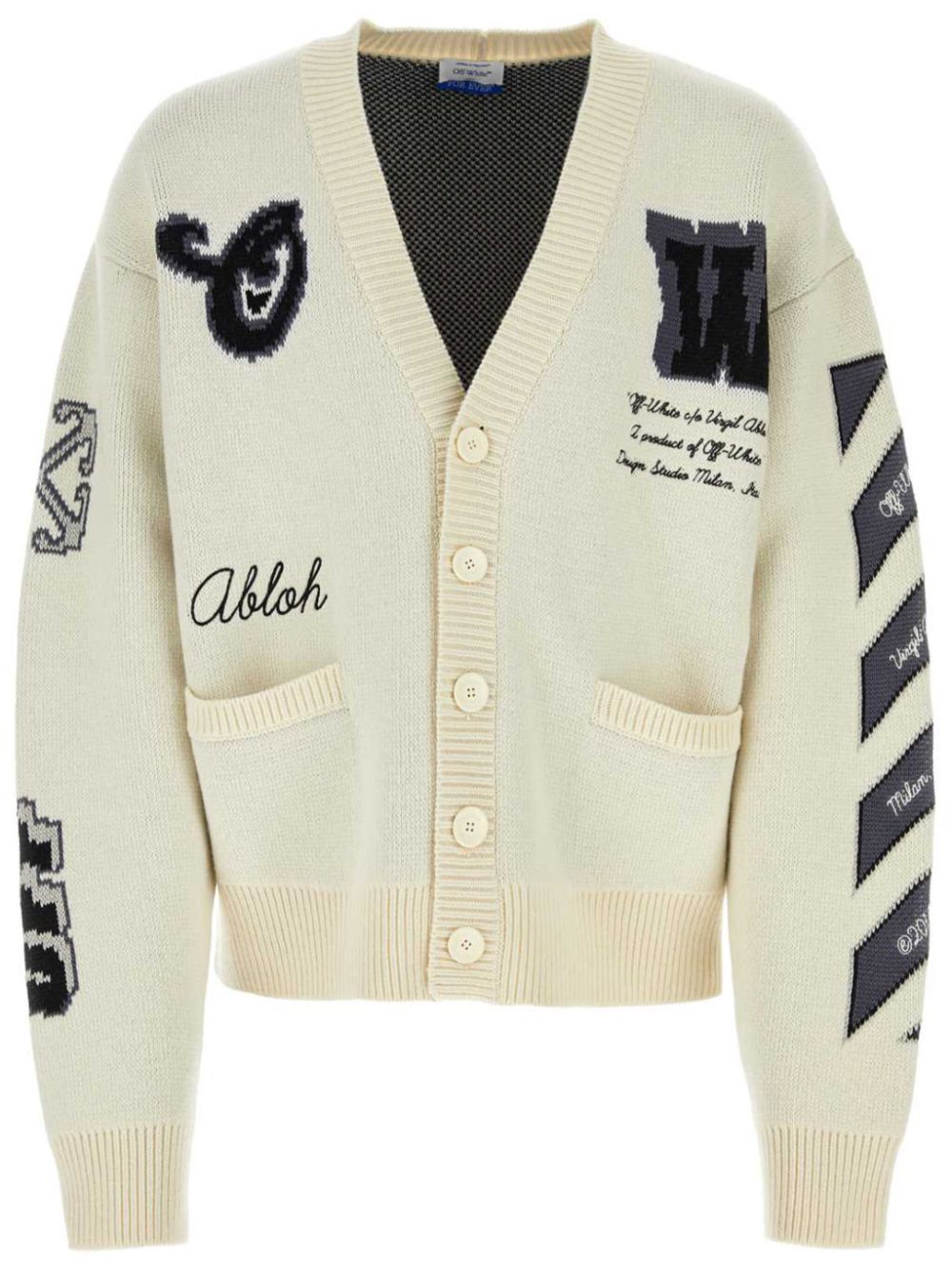 Off-White Varsity ribbed V-neck cardigan Men