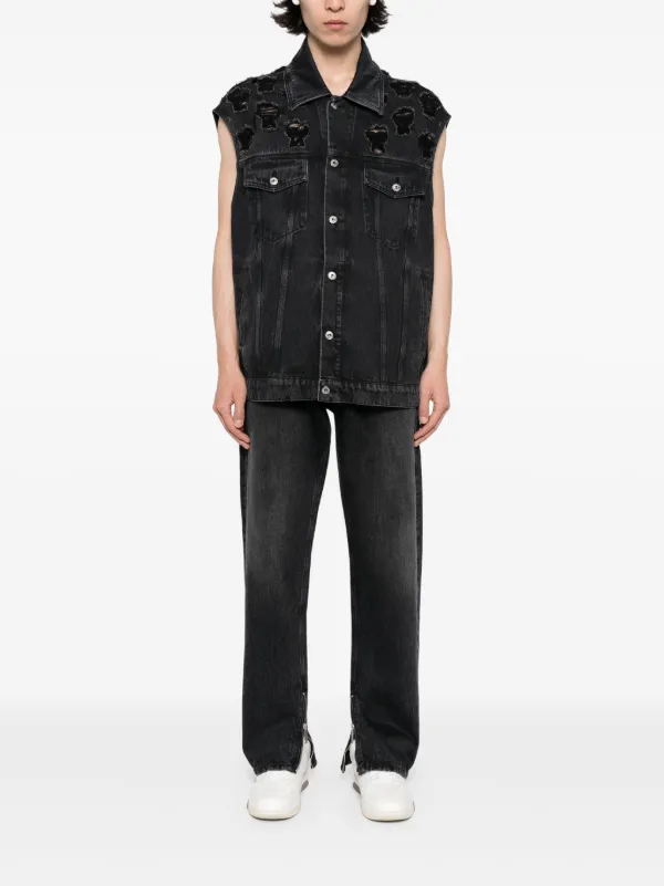 Off-White zip-detail straigh-leg Jeans | Black | FARFETCH Off-White zip-detail straigh-leg Jeans | Black | FARFETCH