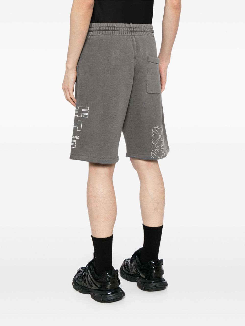 Shop Off-white Cotton Shorts In 1001 Black - White