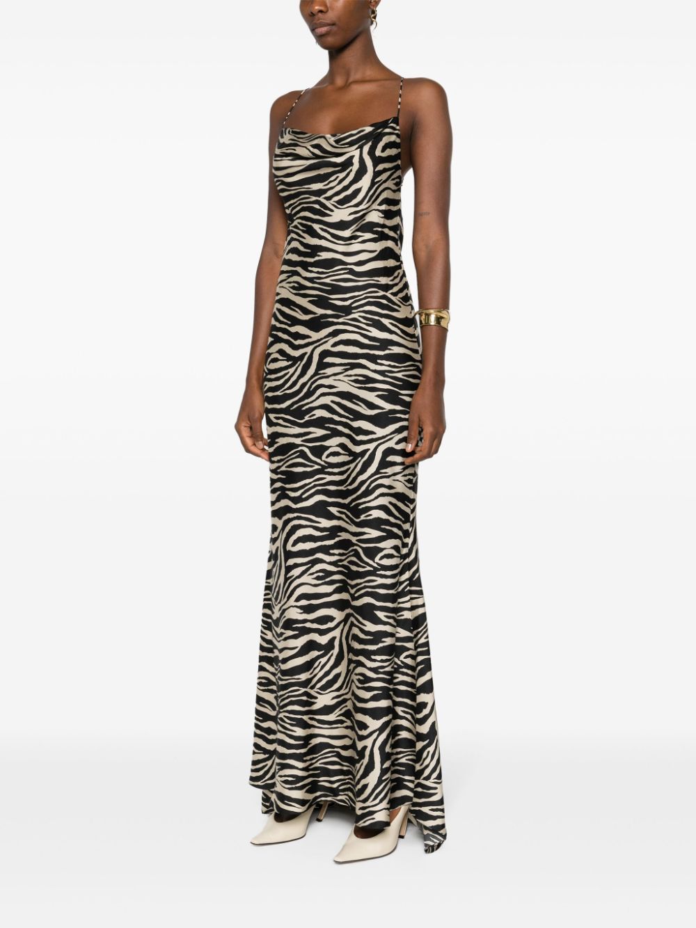 Shop Parlor Zebra-print Sleeveless Dress In Black