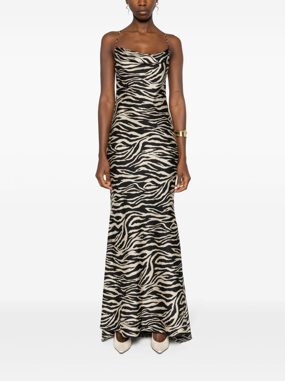Shop Parlor Zebra-print Sleeveless Dress In Black