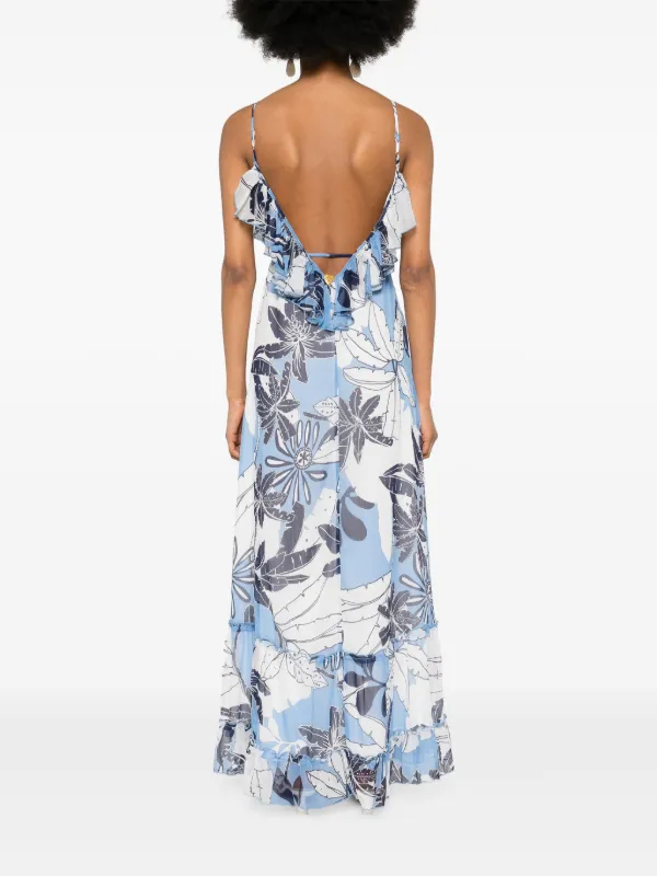 TWINSET Robe Longue à Fleurs Bleu FARFETCH DZ