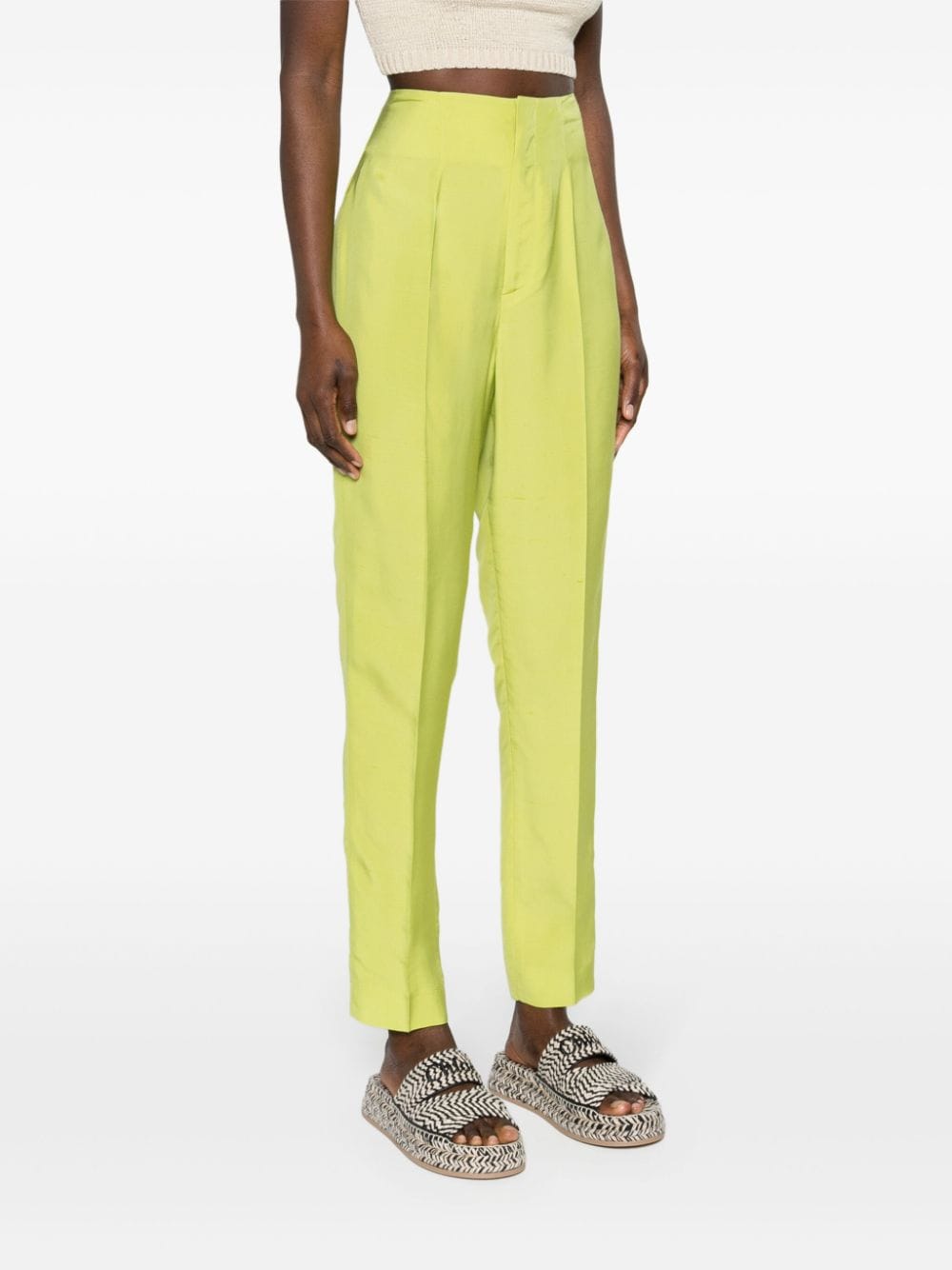 Shop Ralph Lauren High-waisted Slim-fit Trousers In 绿色