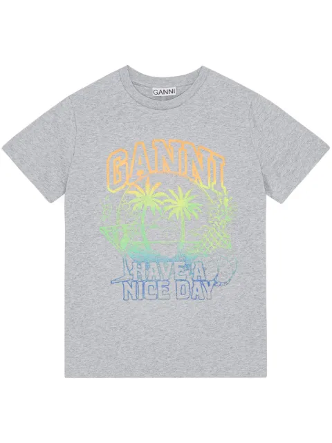 GANNI logo-print cotton T-shirt
